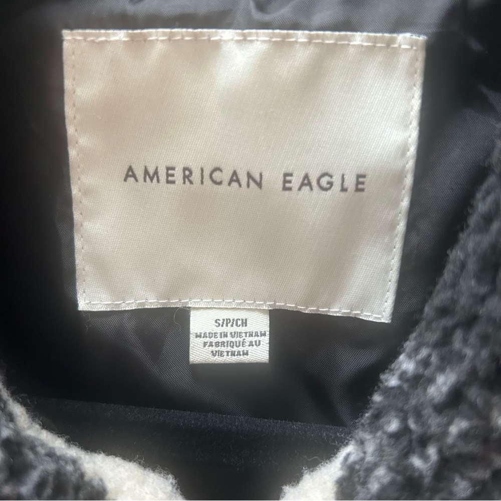 American Eagle Buffalo Plaid Check Sherpa Full Zip Jacket Women’s Small - Picture 6 of 6